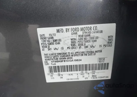 2013 Ford Explorer Limited из США, поврежденный, VIN 1FM5K8F81DGA19824